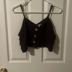 Dark Grey button down crop